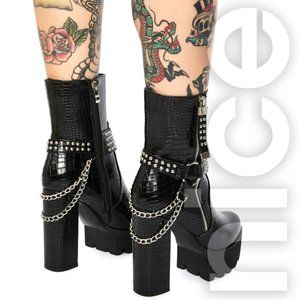 AZALEA WANG BRAX CHAIN CROC PLATFORM BOOTS